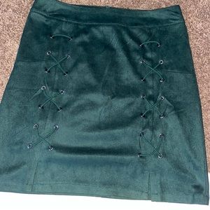 emerald green skirt ties down front